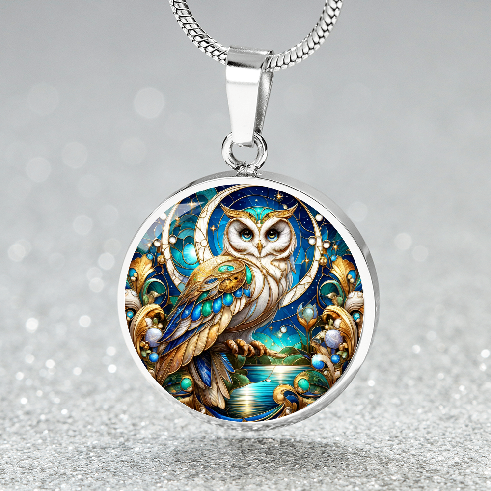 The Golden Owl Circle Pendant Necklace