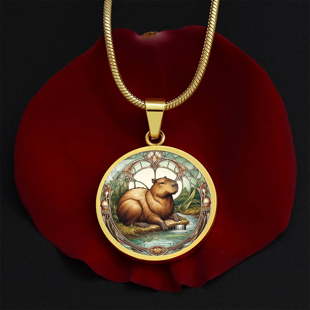 The Capybara Circle Pendant Necklace