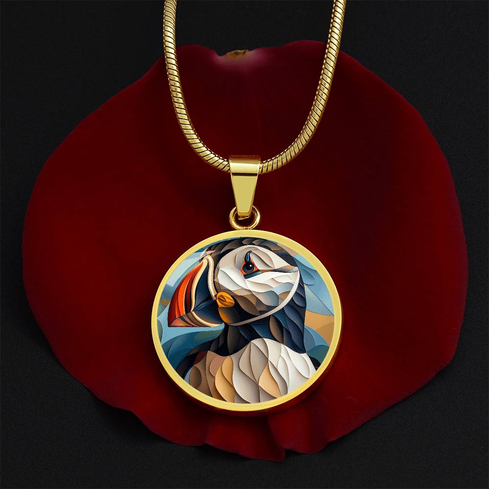 The Art Puffin Circle Pendant Necklace