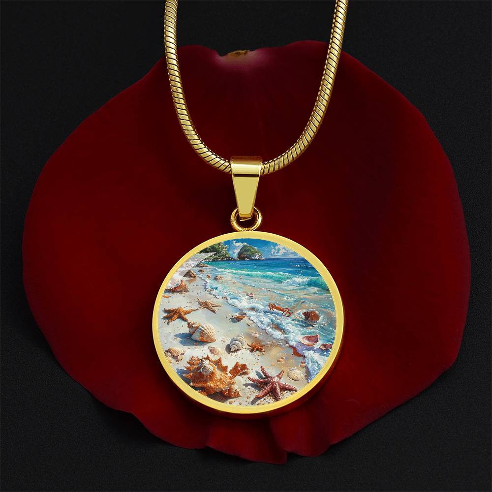 The Coastal Sea Life Circle Pendant Necklace