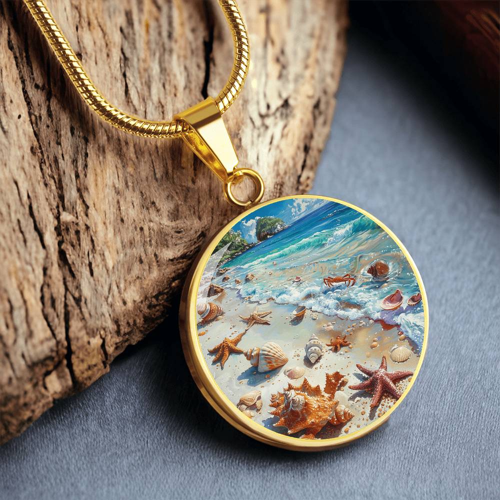 The Coastal Sea Life Circle Pendant Necklace