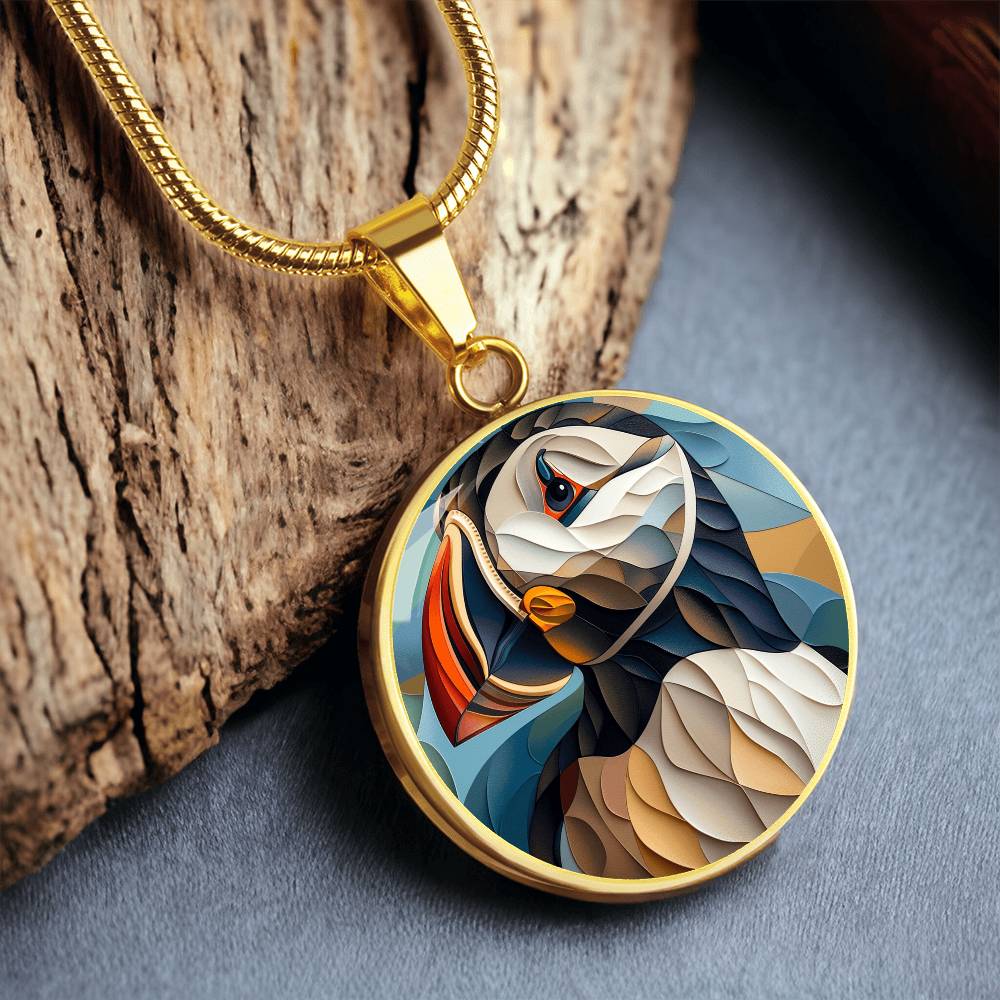 The Art Puffin Circle Pendant Necklace