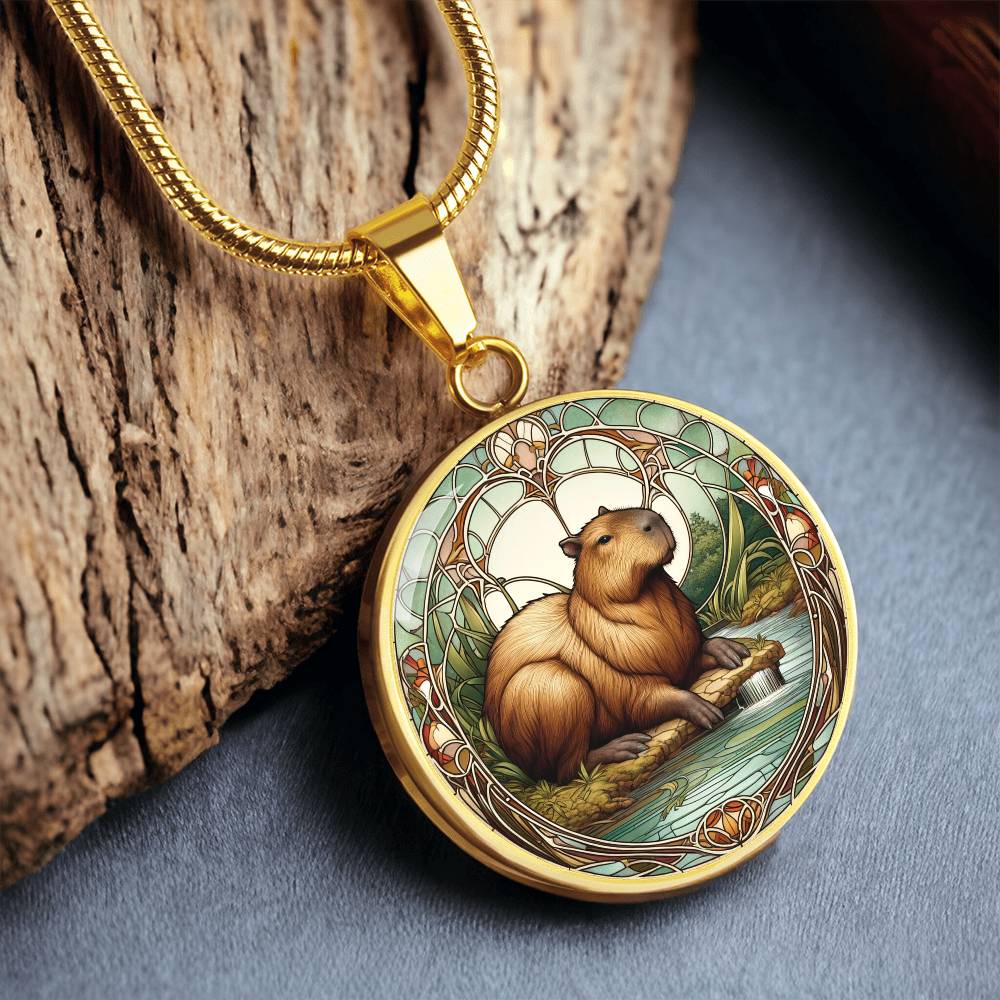 The Capybara Circle Pendant Necklace