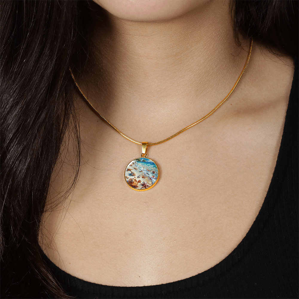 The Coastal Sea Life Circle Pendant Necklace