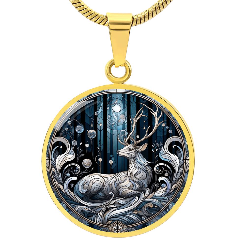 The Celestial Deer Circle Pendant Necklace