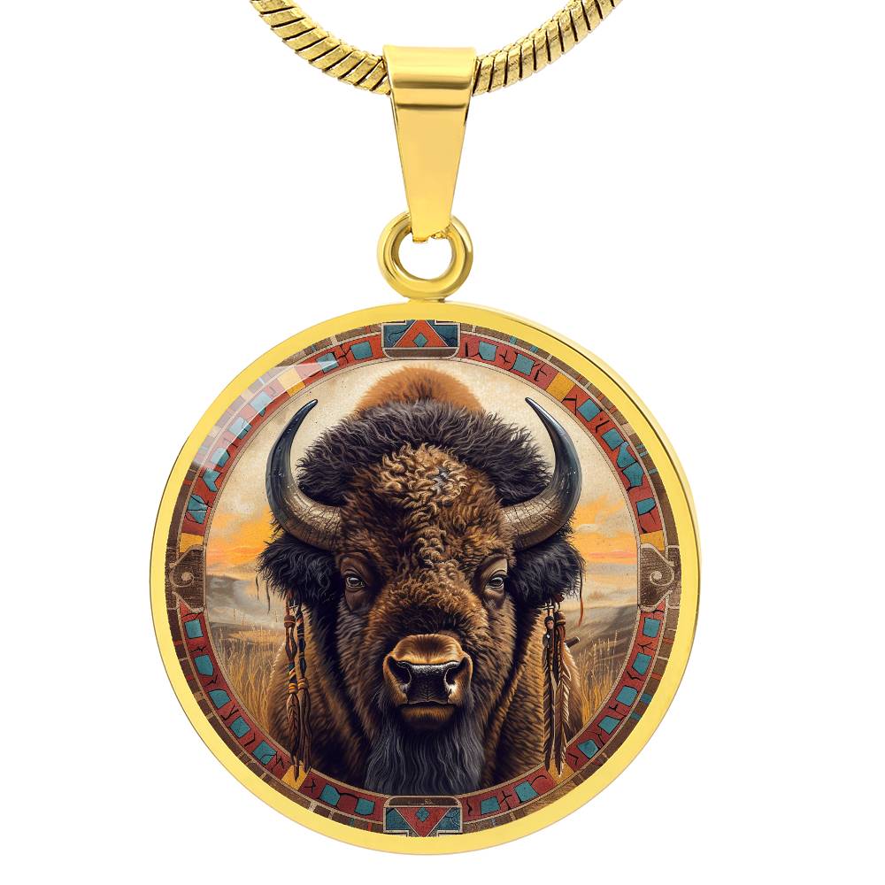 The Sacred Bison Circle Pendant Necklace