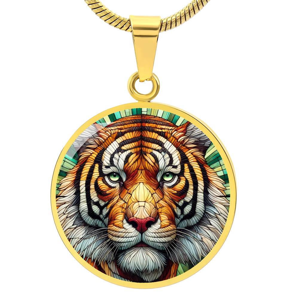 The Tiger Face Circle Pendant Necklace