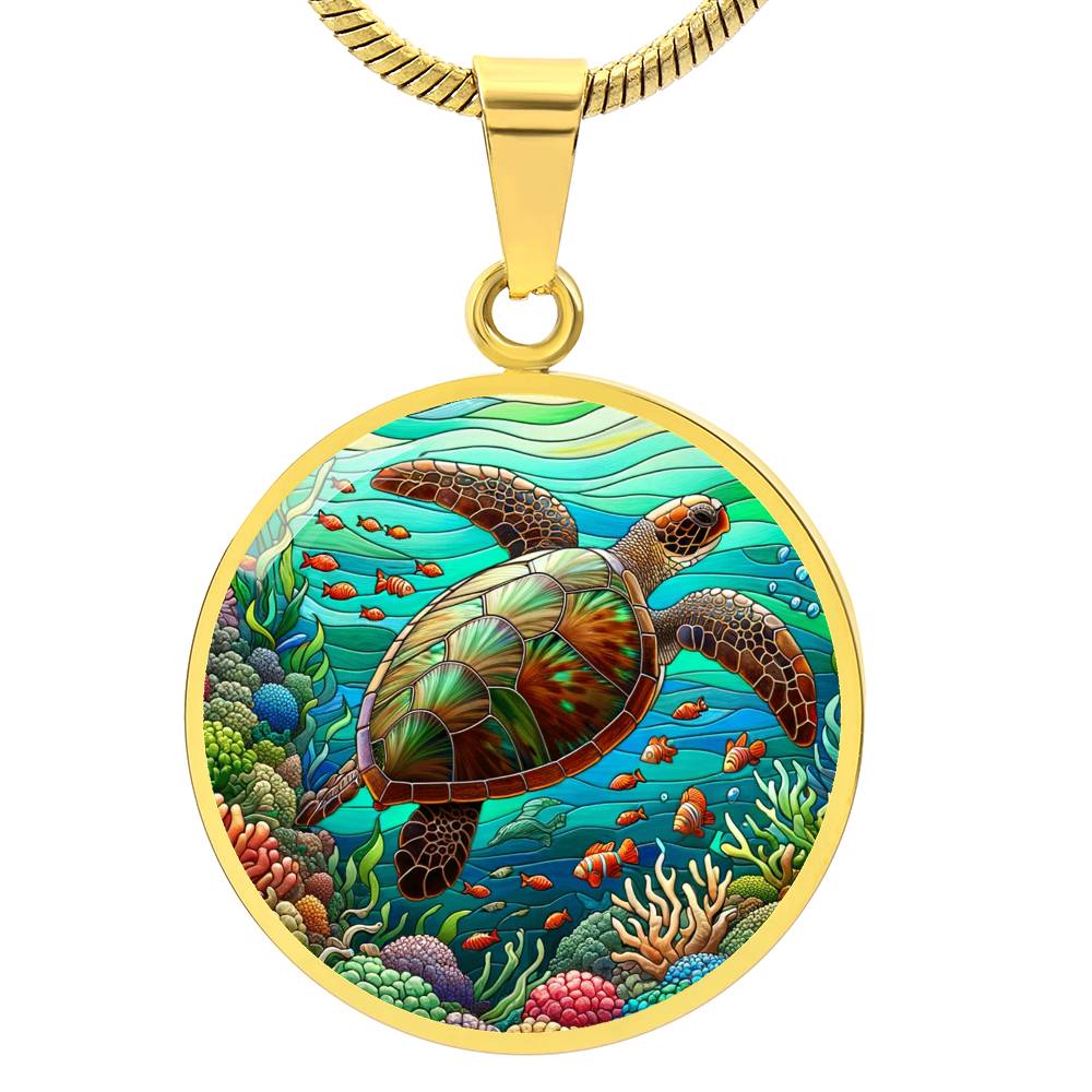 The Sea Turtle Reef Circle Pendant Necklace