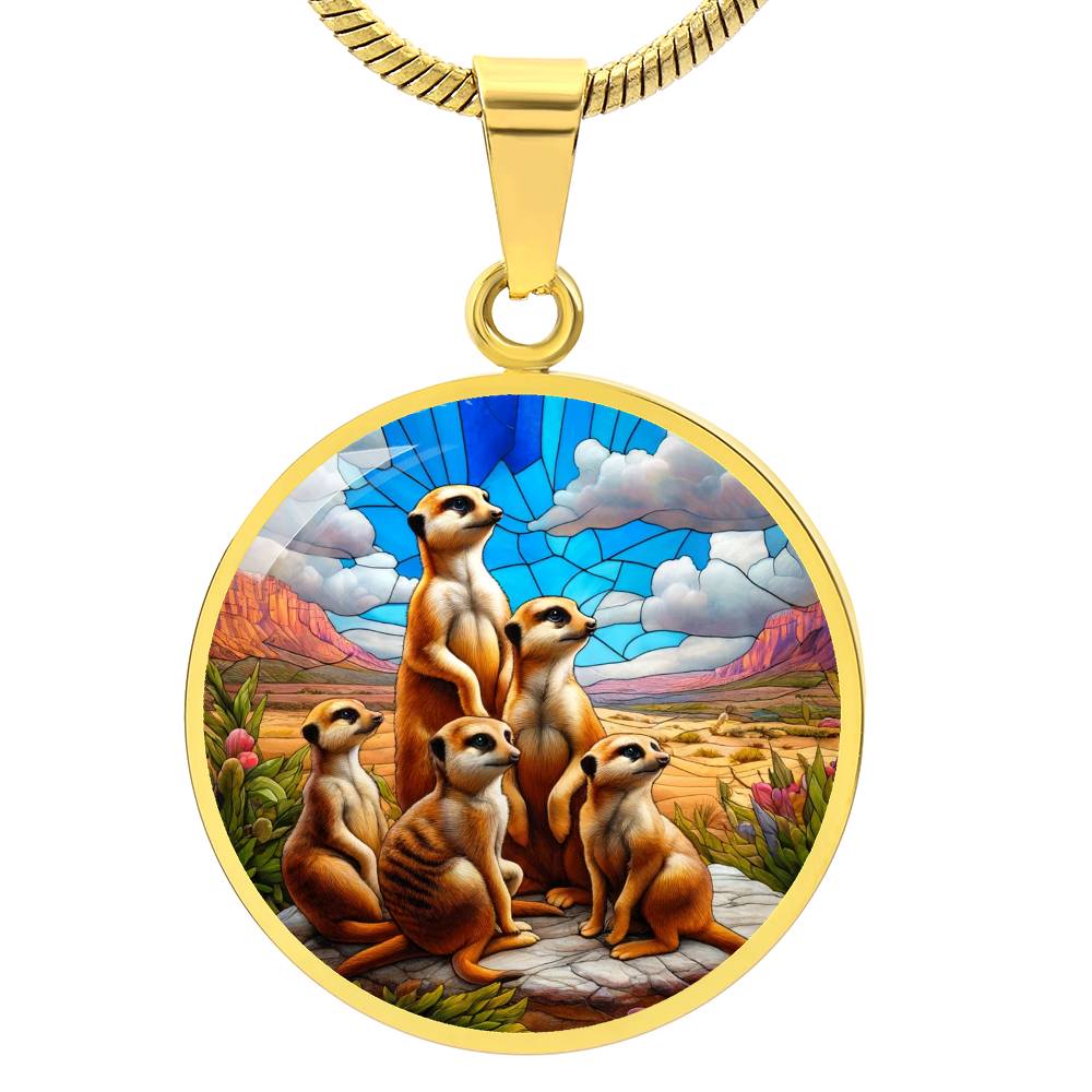 The Meerkat Family Circle Pendant Necklace