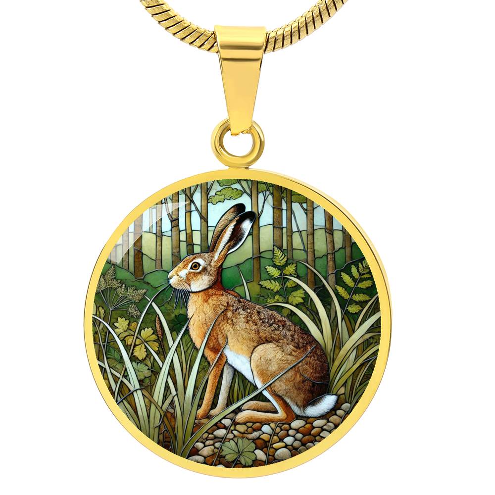 The Forest Hare Circle Pendant Necklace