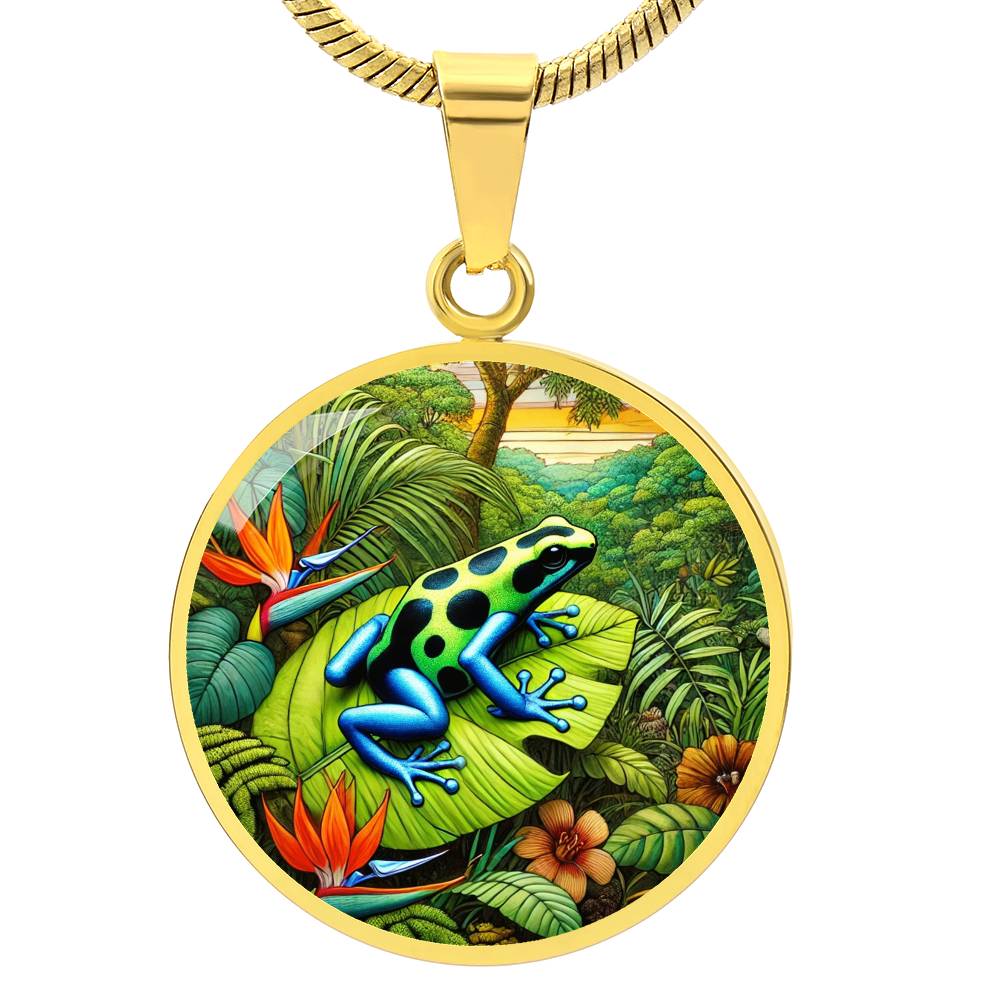 The Vivid Poison Dart Frog Circle Pendant Necklace