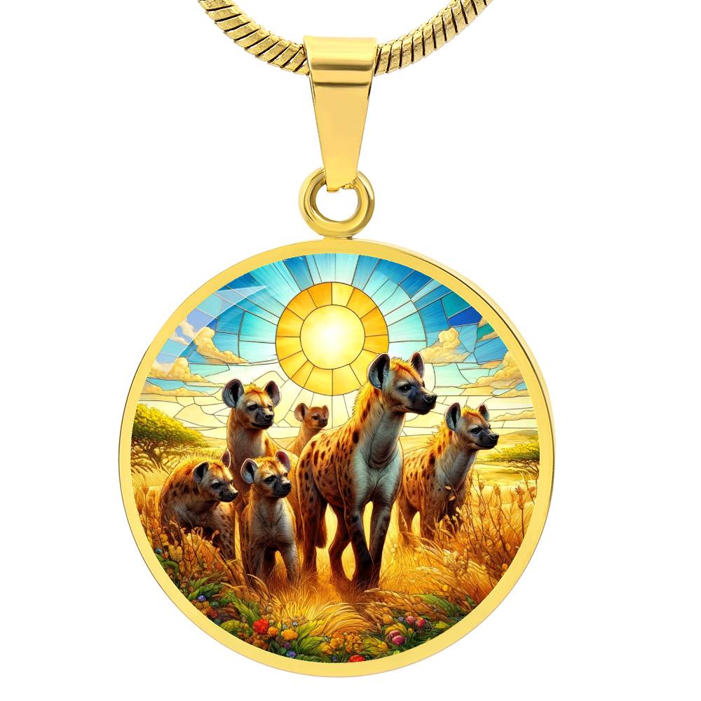 The Hyena Family Circle Pendant Necklace