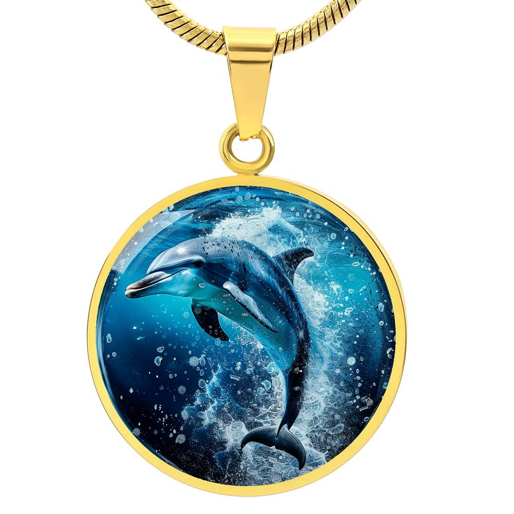 The Blue Dolphin Circle Pendant Necklace