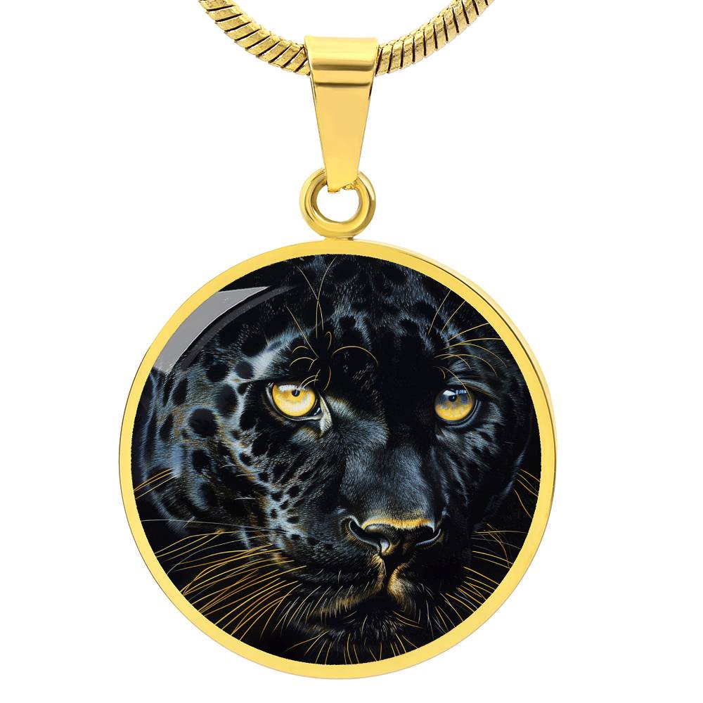 The Enigmatic Panther Circle Pendant Necklace