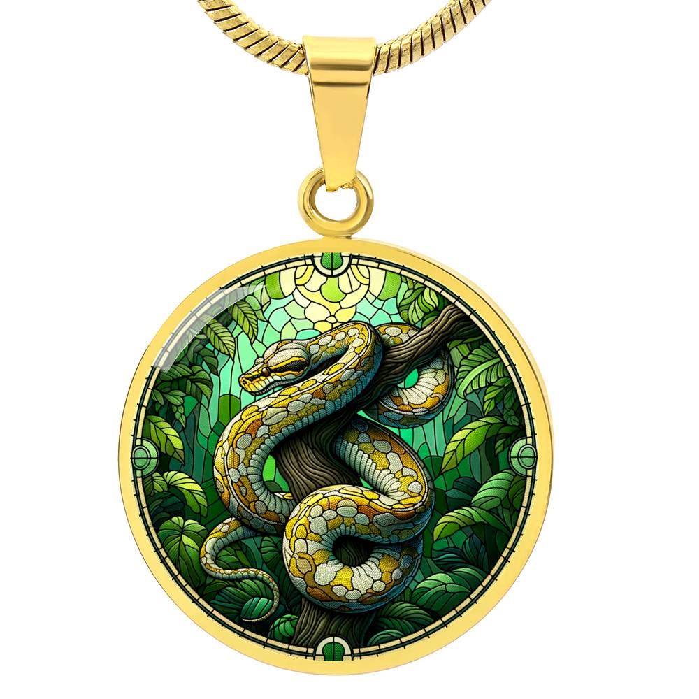 The Burmese Python Circle Pendant Necklace