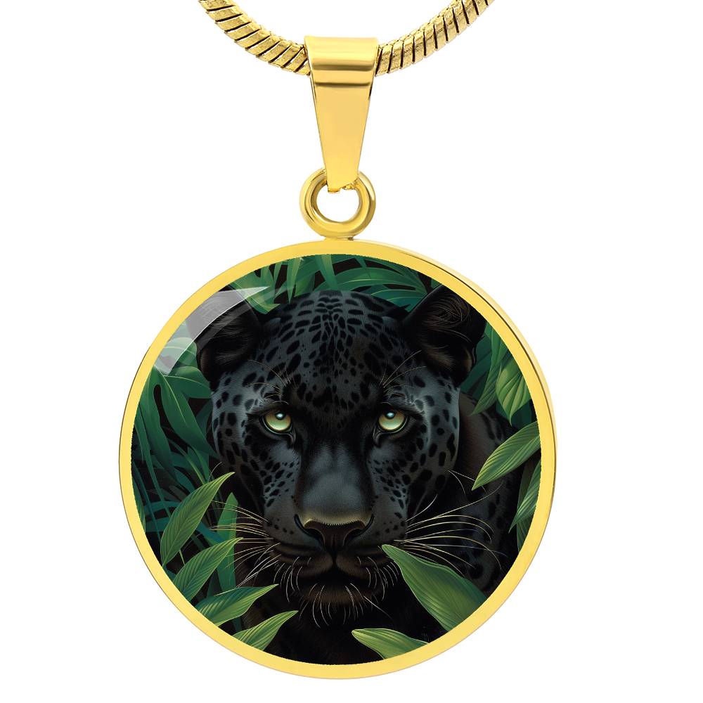 The Jungle Panther Circle Pendant Necklace