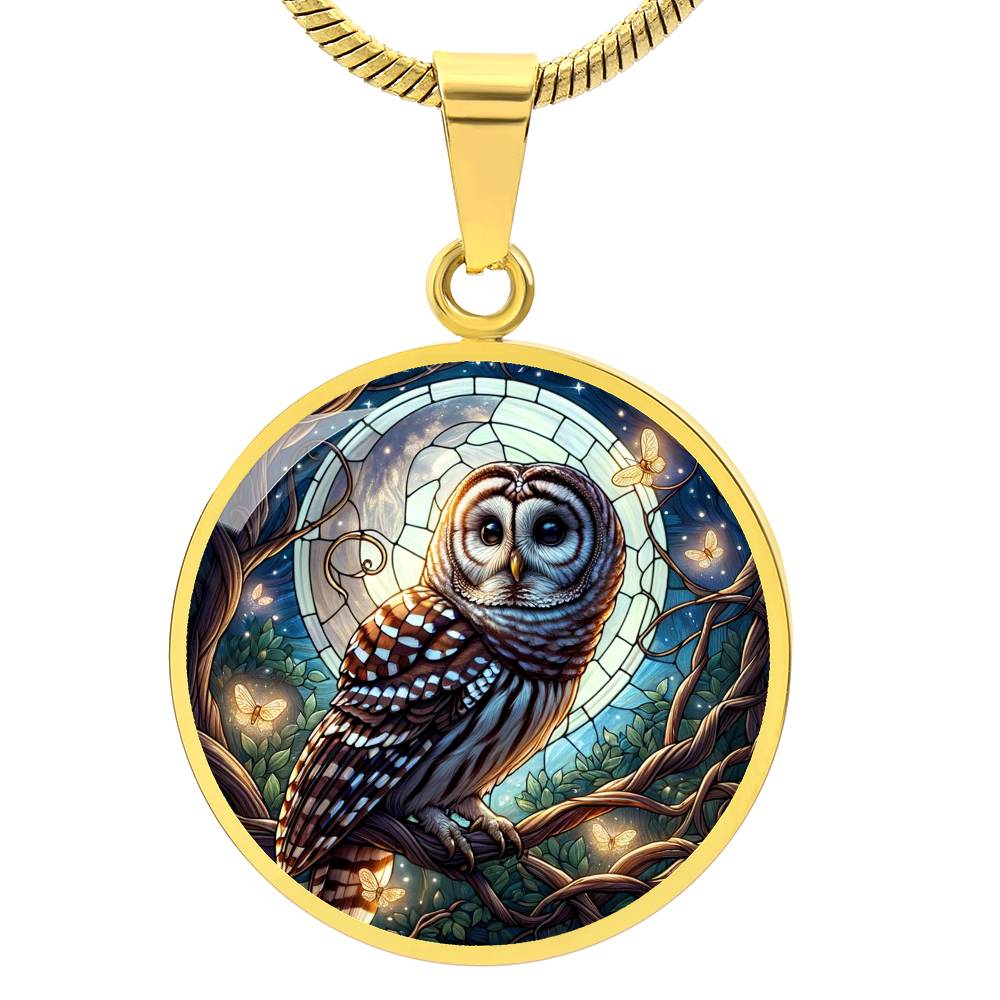 The Mystic Owl Circle Pendant Necklace