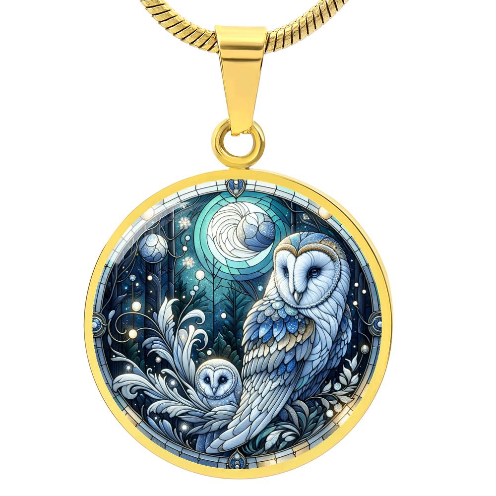 The Nocturnal Owl Circle Pendant Necklace