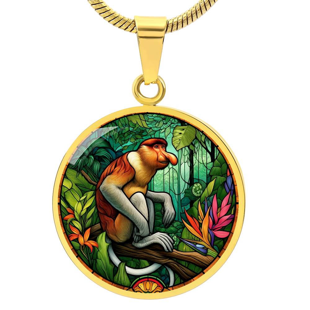 The Proboscis Monkey Circle Pendant Necklace