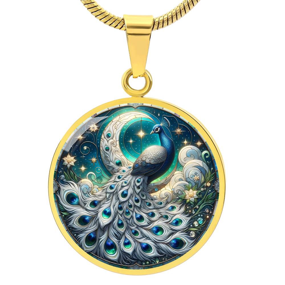 The Celestial Peacock Circle Pendant Necklace