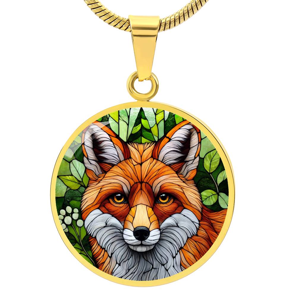 The Fox Face Circle Pendant Necklace