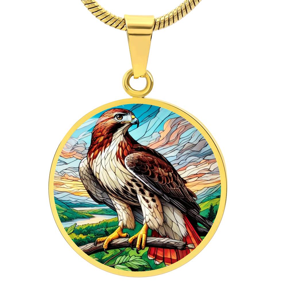 The Red-tailed Hawk Circle Pendant Necklace