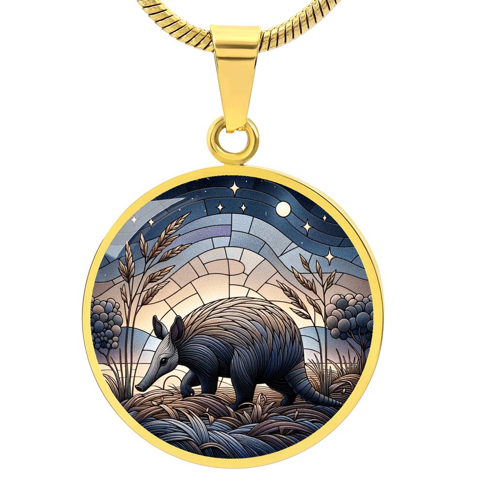 The Nocturnal Aardvark Circle Pendant Necklace