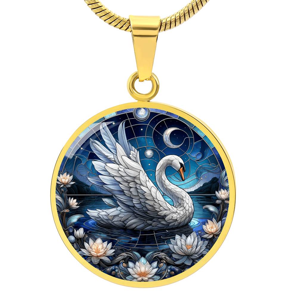 The Night Swan Circle Pendant Necklace