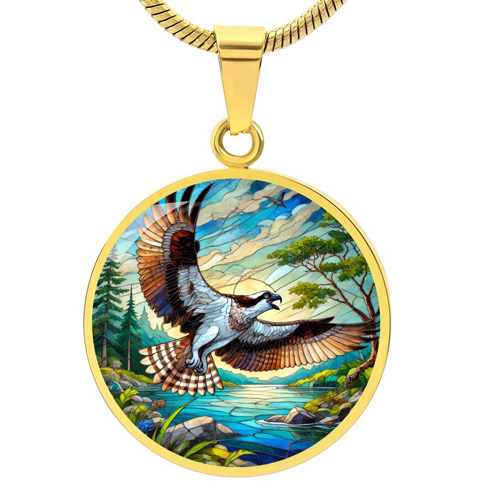 The Osprey Bird Circle Pendant Necklace