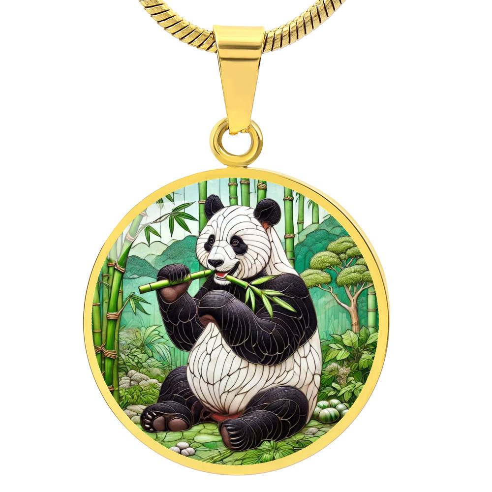 The Bamboo Panda Circle Pendant Necklace