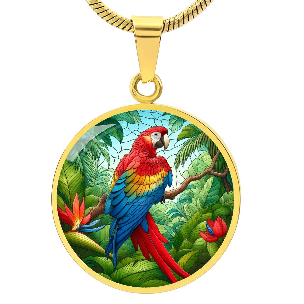 The Majestic Macaw Circle Pendant Necklace