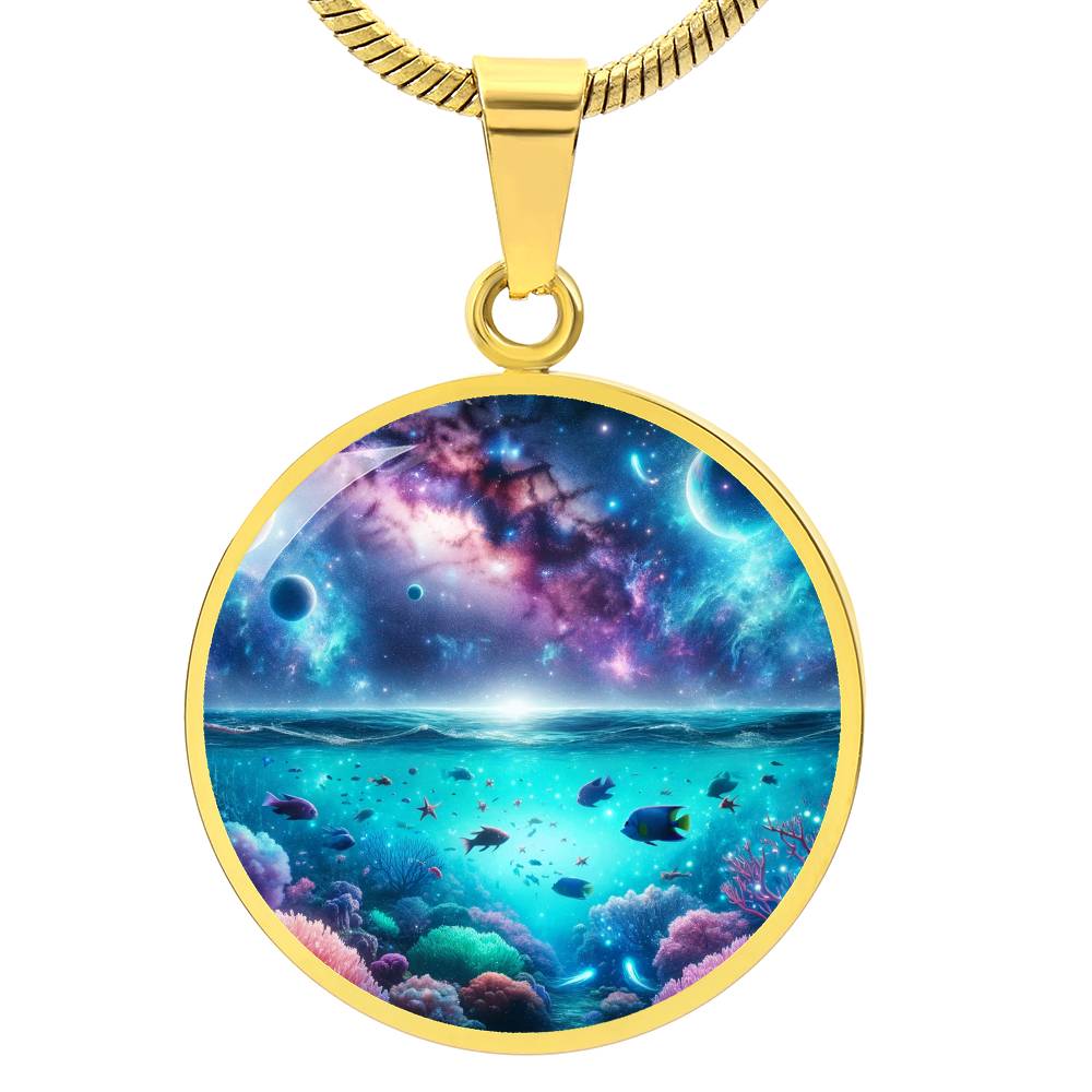 The Cosmic Coral Reef Circle Pendant Necklace