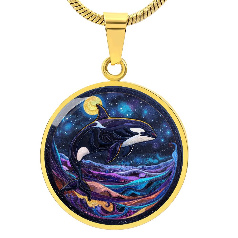 The Starry Orca Circle Pendant Necklace