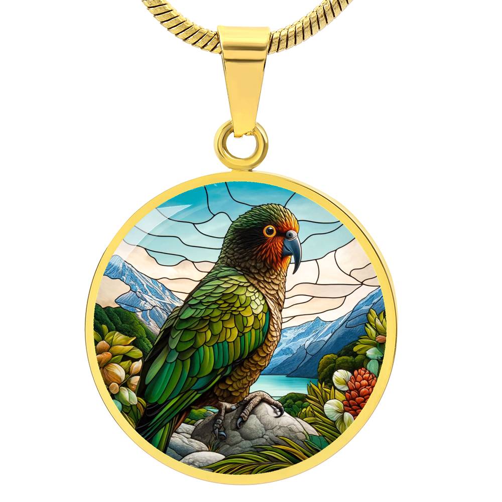 The Kea Parrot Circle Pendant Necklace