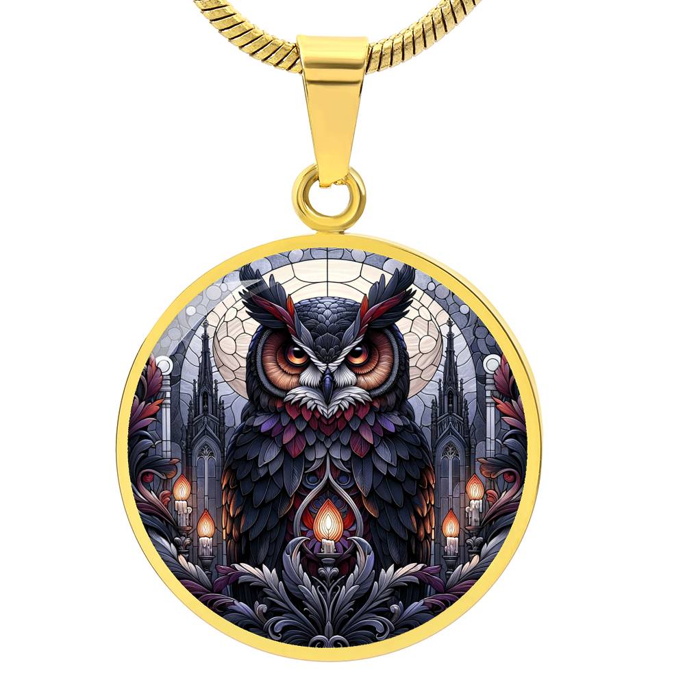 The Gothica Owl Circle Pendant Necklace