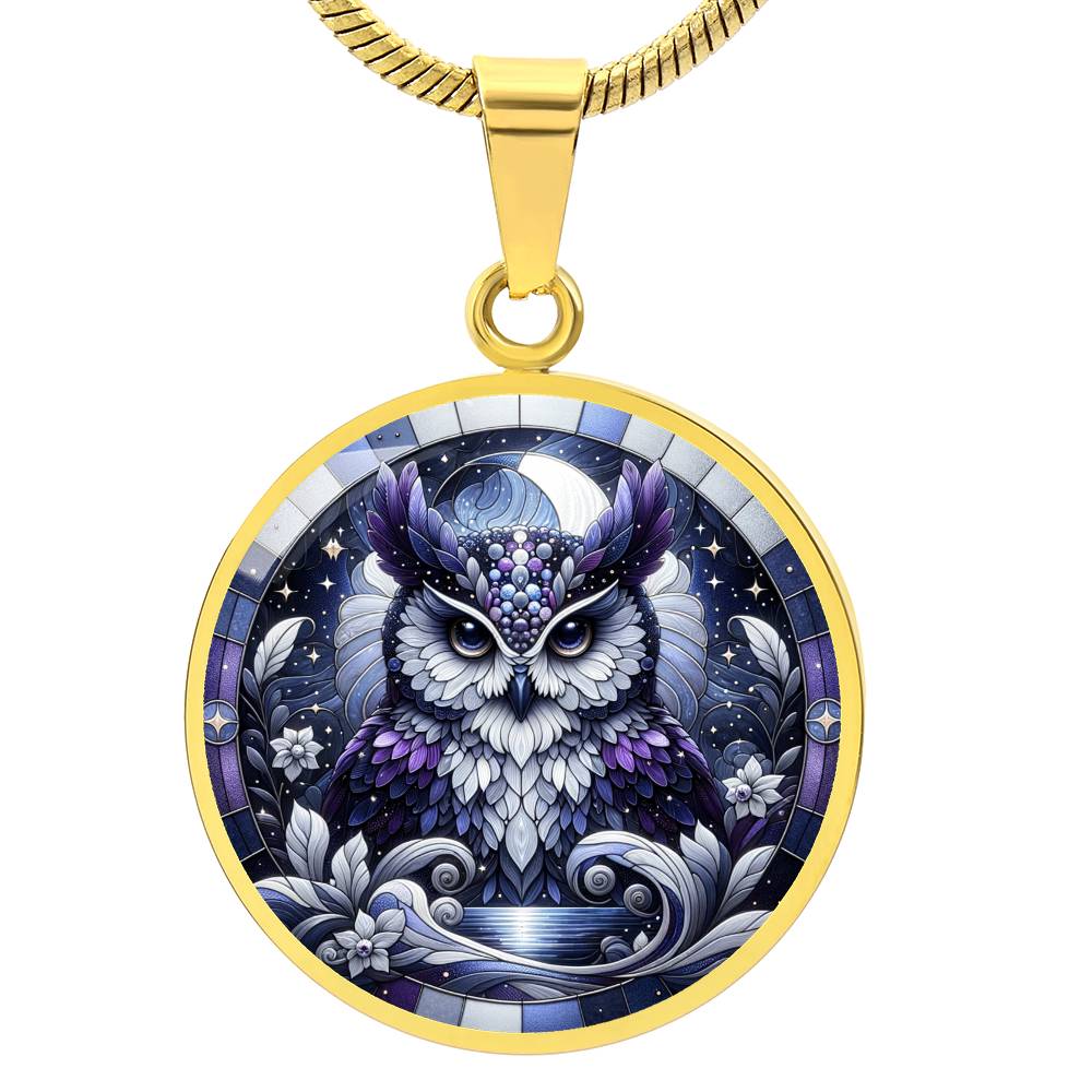 The Purple Owl Circle Pendant Necklace