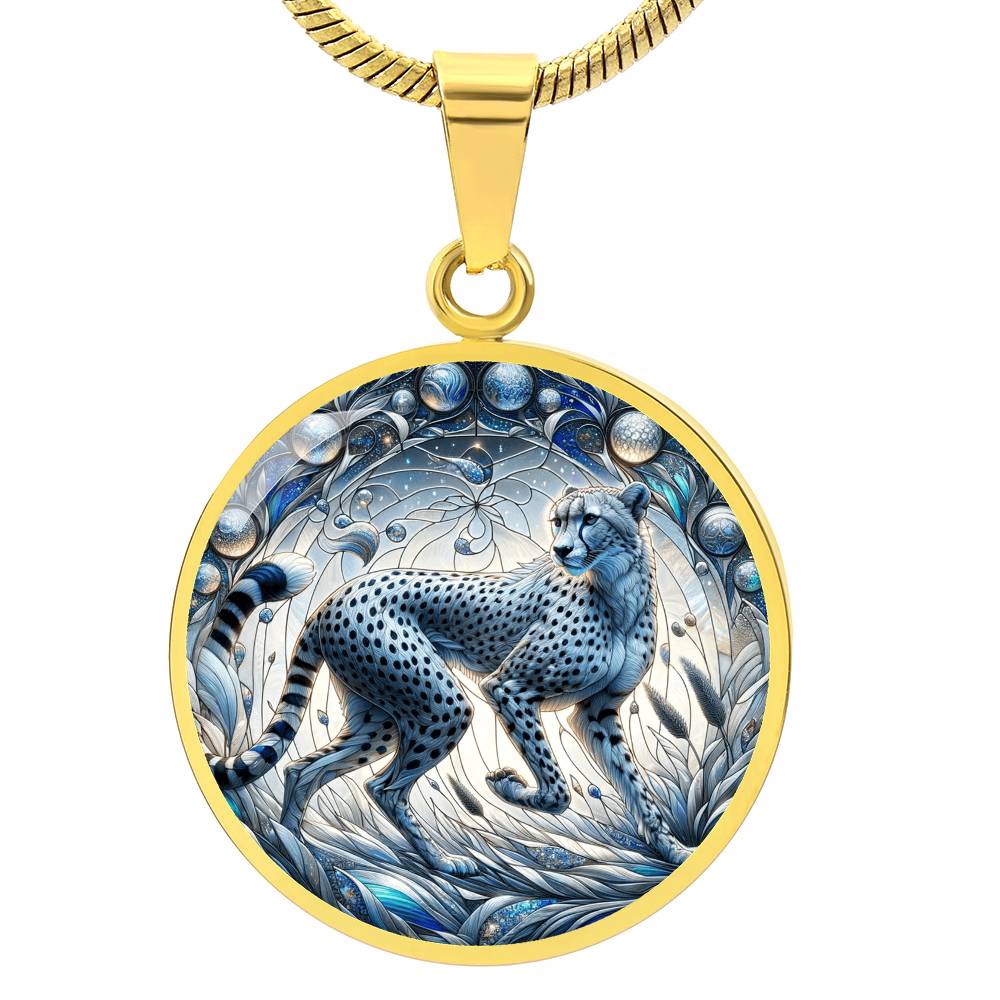 The Celestial Cheetah Circle Pendant Necklace