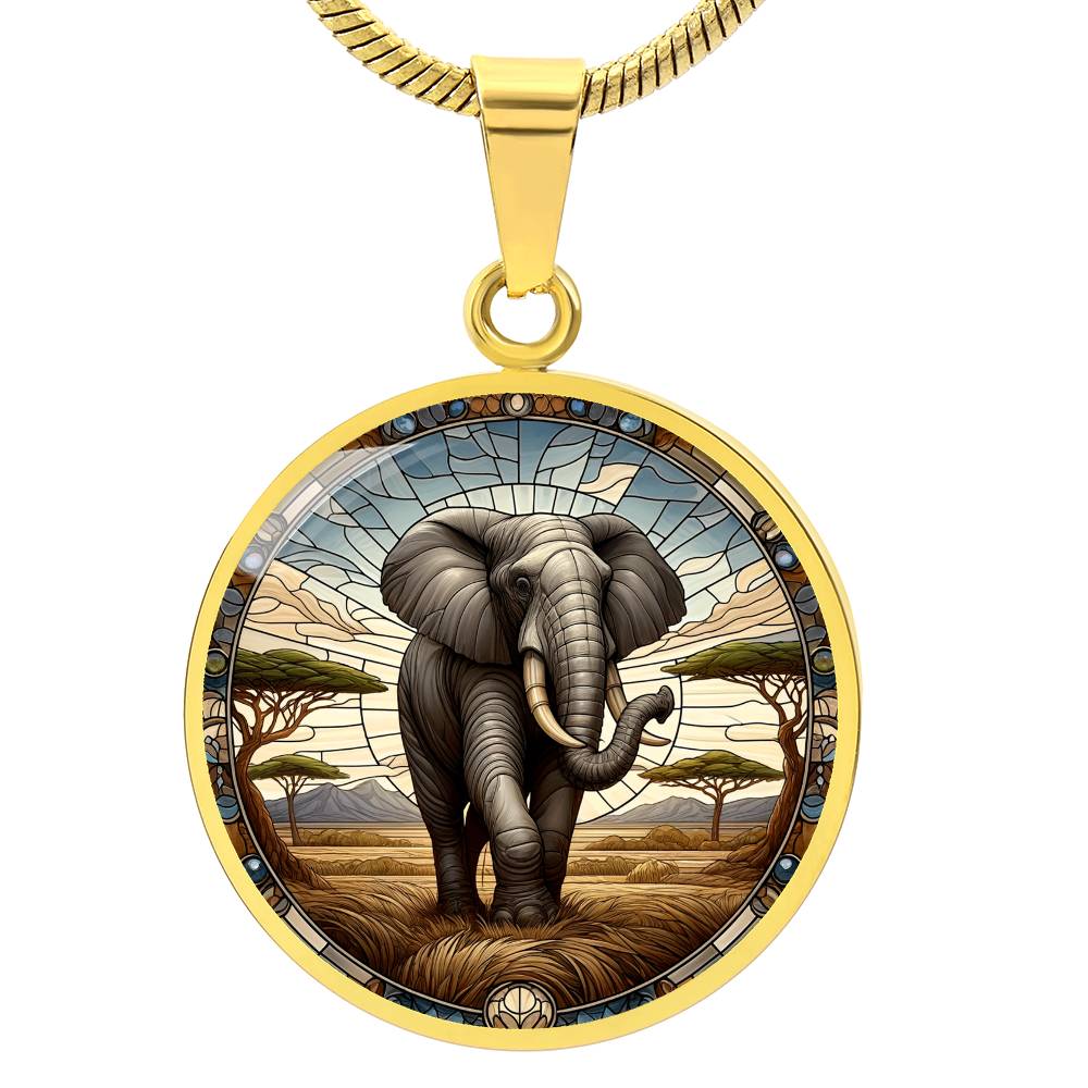 The Majestic Elephant Circle Pendant Necklace