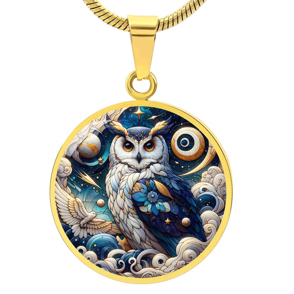 The Celestial Owl Circle Pendant Necklace