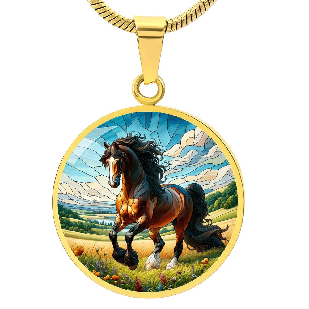 The Majestic Stallion Circle Pendant Necklace