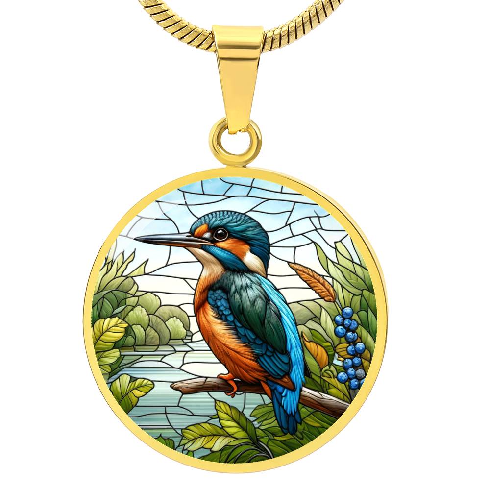 The Majestic Kingfisher Circle Pendant Necklace