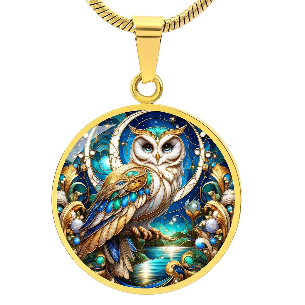 The Golden Owl Circle Pendant Necklace