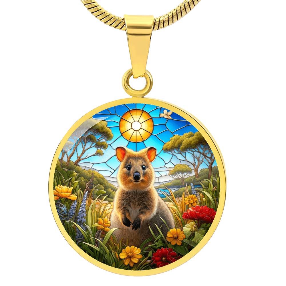 The Sunlit Quokka Circle Pendant Necklace