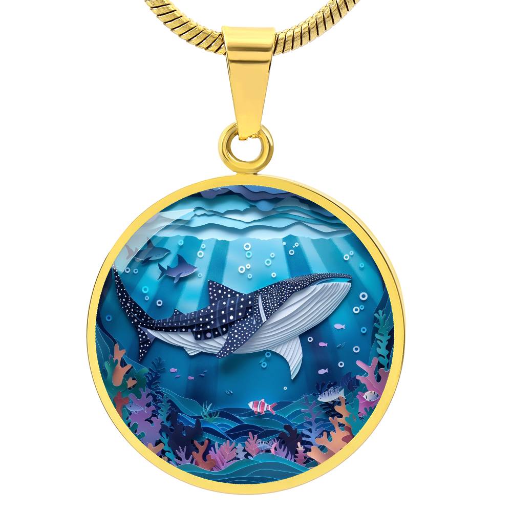 The Gliding Whale Shark Circle Pendant Necklace