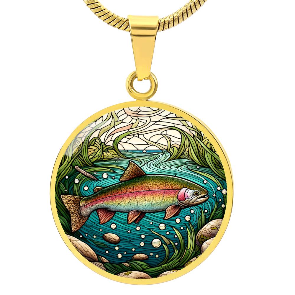 The Rainbow Trout Circle Pendant Necklace