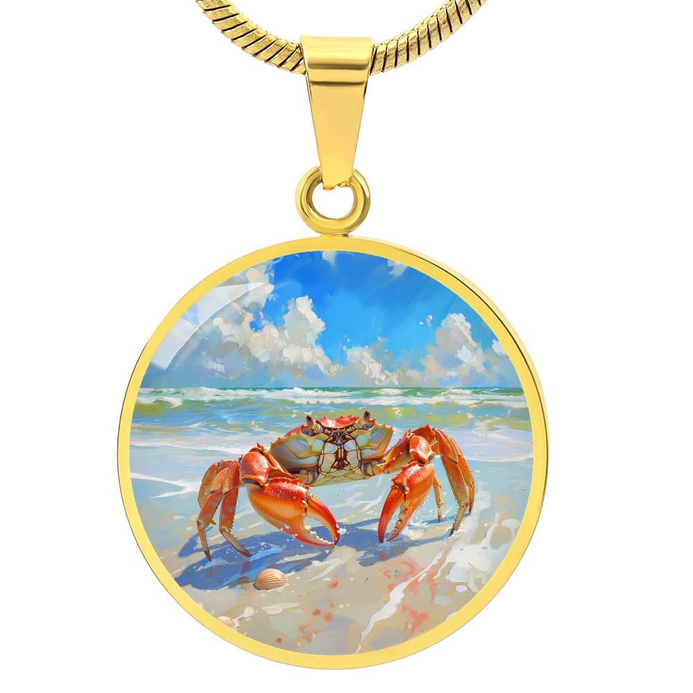 The Coastal Crab Circle Pendant Necklace