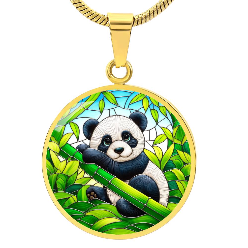 The Baby Panda Circle Pendant Necklace