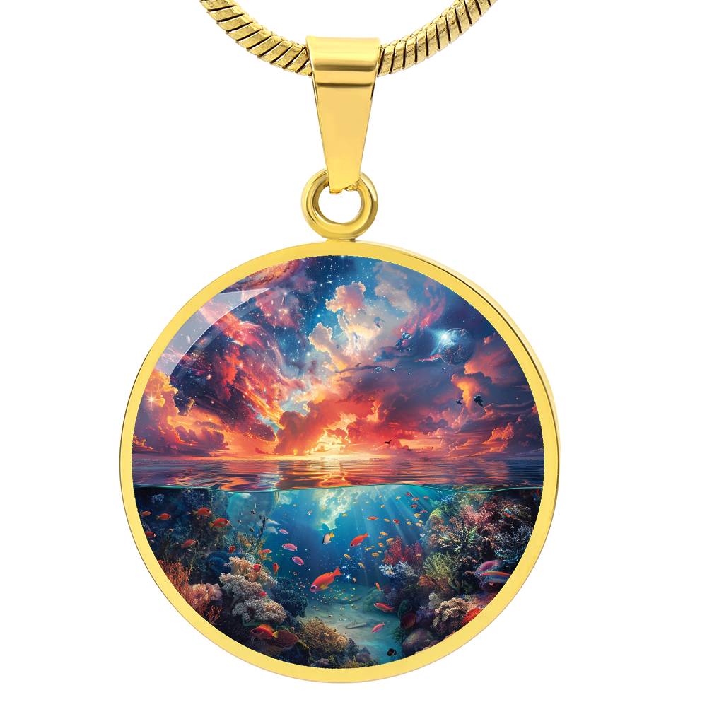 The Celestial Reef Circle Pendant Necklace