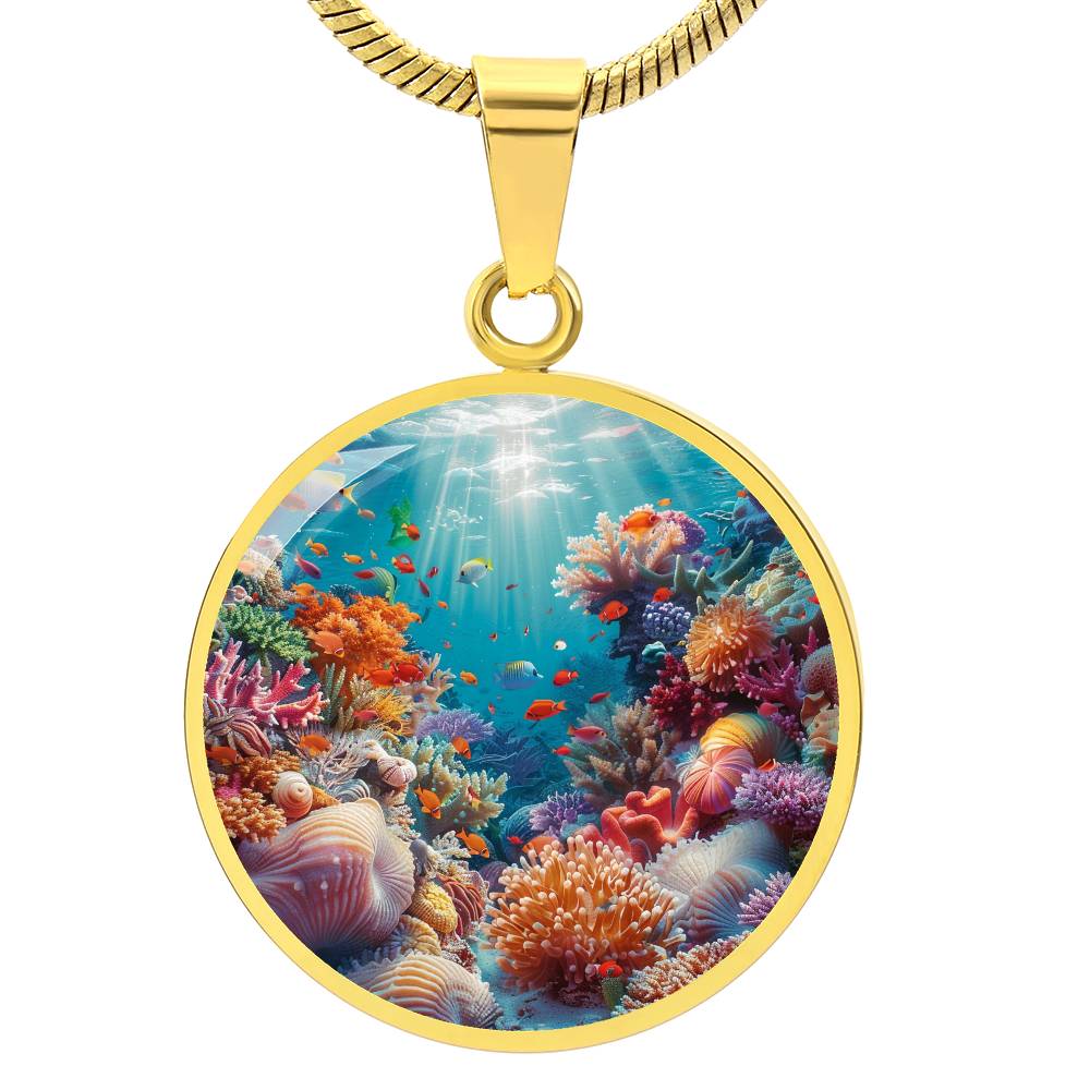 The Colorful Reef Circle Pendant Necklace