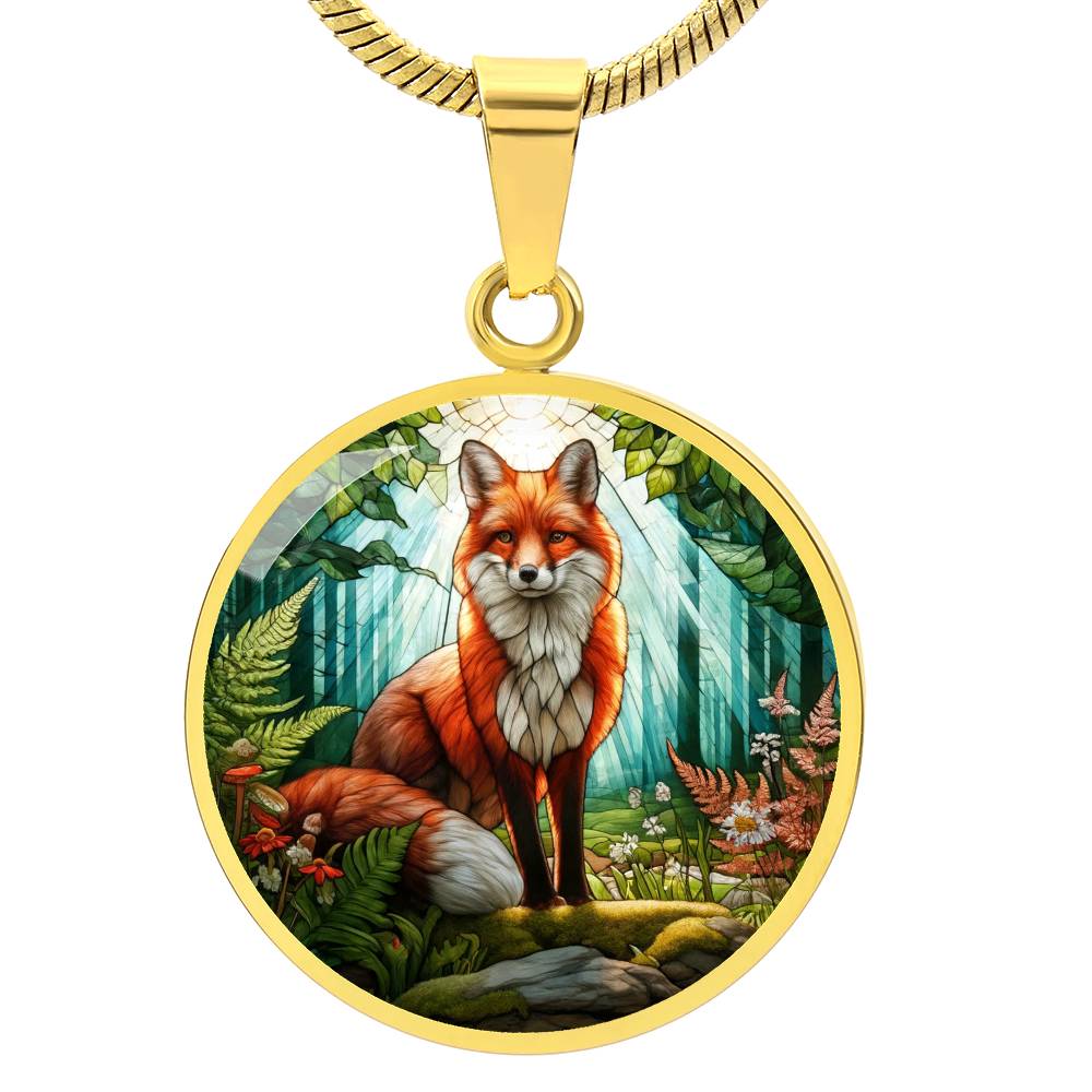 The Red Fox Circle Pendant Necklace